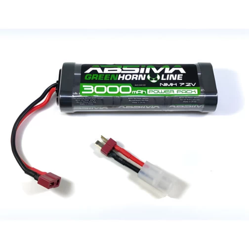 Absima Greenhorn NiMH Stick Pack 7.2V 3000 (T-Plug + Tamiya Adapter) 1 Absima Greenhorn NiMH Stick Pack 7.2V 3000 (T-Plug + Tamiya Adapter)