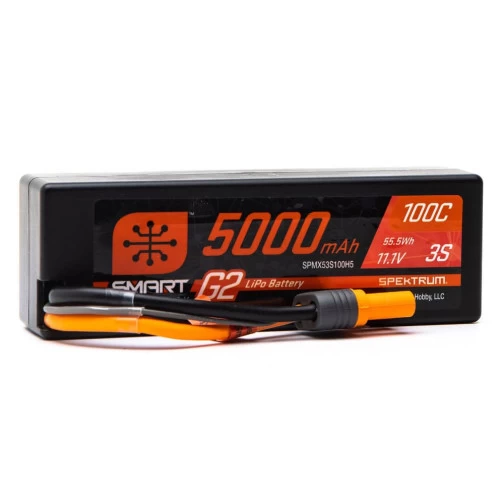 Spektrum LiPo 5000mAh 3S 11.1V Smart G2 Hardcase 100C IC5 1 Spektrum LiPo 5000mAh 3S 11.1V Smart G2 Hardcase 100C IC5