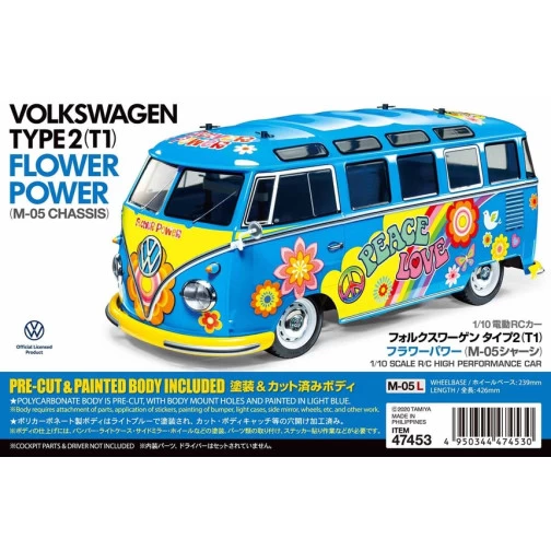 Tamiya 47453 VW Bus T1 Samba Flowerpower (vorlackiert) M-05 Bausatz 2 Tamiya 47453 VW Bus T1 Samba Flowerpower (vorlackiert) M-05 Bausatz – Bild 2